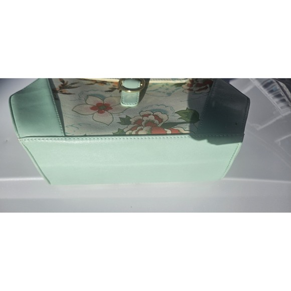 Banned Retro Floral Bamboo Handle Satchel Mint Green Vintage Style Crossbody Bag - Picture 3 of 16